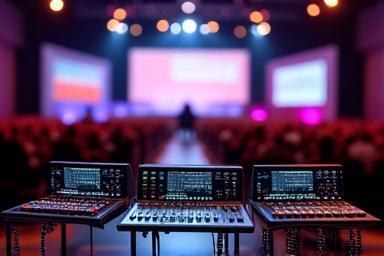 Sistema de áudio ao vivo em congresso empresarial